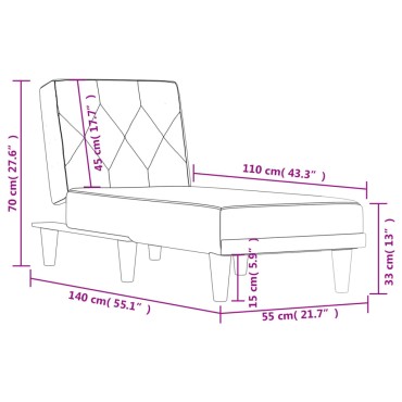 vidaXL Ανάκλιντρο Σκούρο Γκρι Υφασμάτινο 55x140x70cm 1 τεμ.