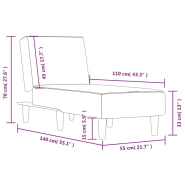 vidaXL Ανάκλιντρο Μαύρο Υφασμάτινο 55x140x70cm 1 τεμ.