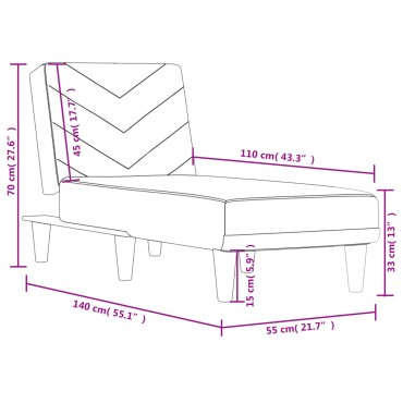 vidaXL Ανάκλιντρο Μαύρο Υφασμάτινο 55x140x70cm 1 τεμ.