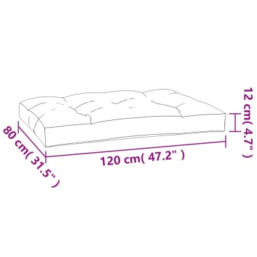 vidaXL Μαξιλάρι Παλέτας Μαύρο Καρό 120 x 80 x 12 εκ. Υφασμάτινο