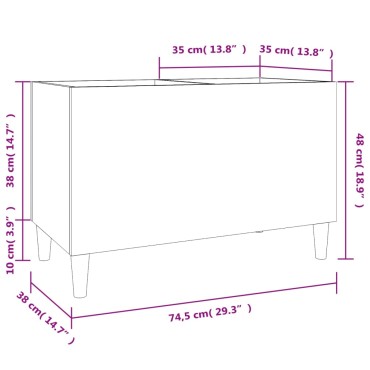 vidaXL Δισκοθήκη Μαύρη 74,5x38x48cm από Επεξεργασμένο Ξύλο