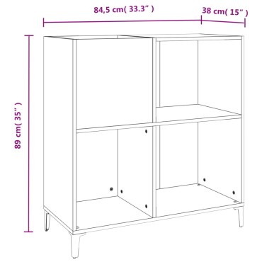 vidaXL Δισκοθήκη Καφέ Δρυς 84,5x38x89cm από Επεξεργασμένο Ξύλο