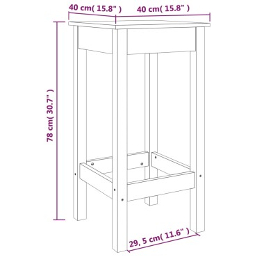 vidaXL Σκαμπό Μπαρ 2 τεμ. 40x40x78cm από Μασίφ Ξύλο Πεύκου