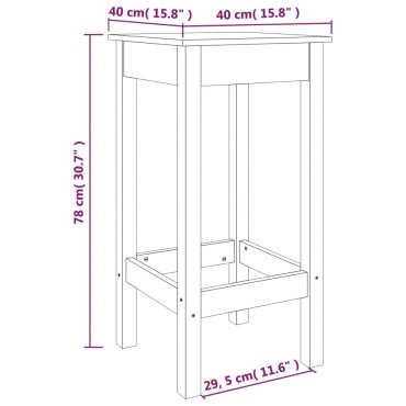 vidaXL Σκαμπό Μπαρ 2 τεμ. Λευκά 40x40x78cm από Μασίφ Ξύλο Πεύκου