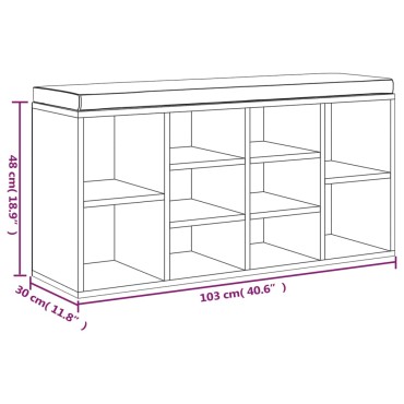 vidaXL Παπουτσοθήκη Μαύρη 103x30x48cm από Επεξεργασμένο Ξύλο 1 τεμ.