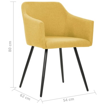 vidaXL Καρέκλες Τραπεζαρίας 4 τεμ. Κίτρινες Υφασμάτινες 54x62x80cm