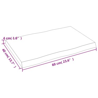 vidaXL Επιφ Τραπεζιού Αν Καφέ 60x40x(2-4)cm Ακατέργ. Μασίφ Ξύλο Δρυός 1 τεμ.