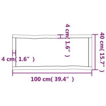 vidaXL Επιφάνεια Τραπεζιού 100x40x(2-4)cm Ακατέργ. Μασίφ Ξύλο Δρυός 1 τεμ.