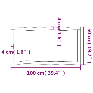 vidaXL Επιφάνεια Τραπεζιού 100x50x(2-6)cm Ακατέργαστο Μασίφ Ξύλο Δρυός 1 τεμ.