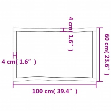 vidaXL Επιφάνεια Τραπεζιού 100x60x(2-6)cm Ακατέργαστο Μασίφ Ξύλο Δρυός 1 τεμ.