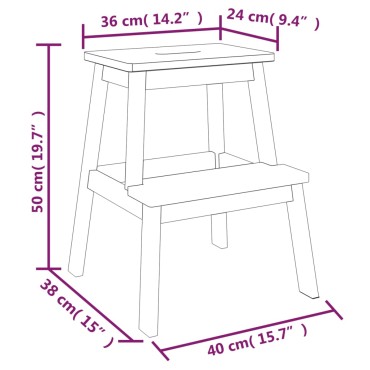 vidaXL Σκαμπό με 2 Σκαλοπάτια 40x38x50cm από Μασίφ Ξύλο Ακακίας 1 τεμ.