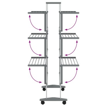 vidaXL Απλώστρα Ρούχων με Ροδάκια 89 x 64 x 129 εκ. από Αλουμίνιο