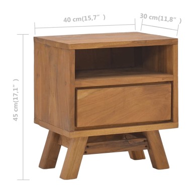 vidaXL Κομοδίνο 40x30x45cm από Μασίφ Ξύλο Teak 1 τεμ.