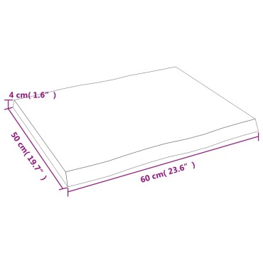 vidaXL Επιφ Τραπεζιού Αν Καφέ 60x50x(2-4)cm Ακατέργ. Μασίφ Ξύλο Δρυός 1 τεμ.