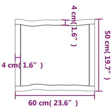 vidaXL Επιφ Τραπεζιού Αν Καφέ 60x50x(2-4)cm Ακατέργ. Μασίφ Ξύλο Δρυός 1 τεμ.