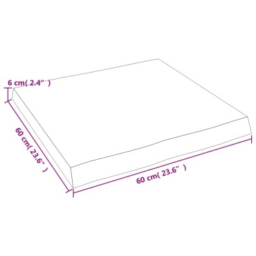 vidaXL Επιφ Τραπεζιού Αν Καφέ 60x60x(2-6)cm Ακατέργ. Μασίφ Ξύλο Δρυός 1 τεμ.