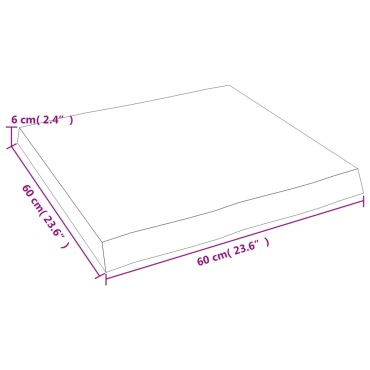 vidaXL Επιφ Τραπεζιού Αν Καφέ 60x60x(2-6)cm Ακατέργ. Μασίφ Ξύλο Δρυός 1 τεμ.