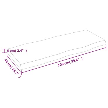 vidaXL Επιφ Τραπεζιού Αν Καφέ 100x40x(2-6)cm Ακατέργ. Μασίφ Ξύλο Δρυός 1 τεμ.