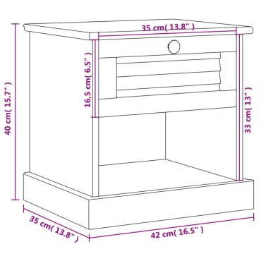 vidaXL Κομοδίνο VIGO 42x35x42cm από Μασίφ Ξύλο Πεύκου 1 τεμ.