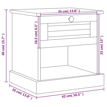 vidaXL Κομοδίνο VIGO 42x35x42cm από Μασίφ Ξύλο Πεύκου 1 τεμ.