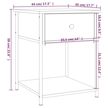 vidaXL Κομοδίνο Μαύρο 44x45x58cm από Επεξεργασμένο Ξύλο 1 τεμ.