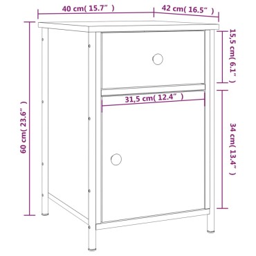 vidaXL Κομοδίνο Μαύρο 40x42x60cm από Επεξεργασμένο Ξύλο 1 τεμ.