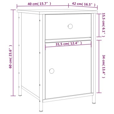 vidaXL Κομοδίνο Γκρι Sonoma 40x42x60cm από Επεξεργασμένο Ξύλο 1 τεμ.