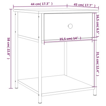 vidaXL Κομοδίνο Καπνιστή Δρυς 44x45x58cm από Επεξεργασμένο Ξύλο 1 τεμ.