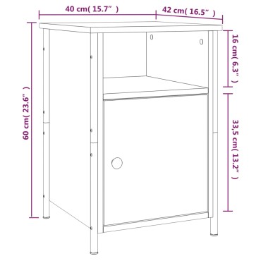 vidaXL Κομοδίνο Καφέ Δρυ 40x42x60cm από Επεξεργασμένο Ξύλο 1 τεμ.