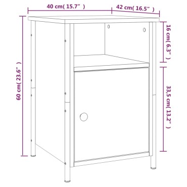 vidaXL Κομοδίνο Καπνιστή Δρυς 40x42x60cm από Επεξεργασμένο Ξύλο 1 τεμ.