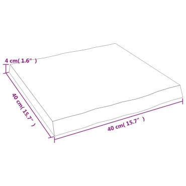 vidaXL Επιφάνεια Τραπεζιού 40x40x(2-4)cm Ακατέργ. Μασίφ Ξύλο Δρυός 1 τεμ.