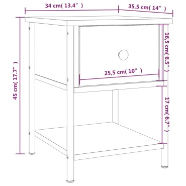 vidaXL Κομοδίνο Γκρι Sonoma 34x35,5x45cm από Επεξεργασμένο Ξύλο 1 τεμ.