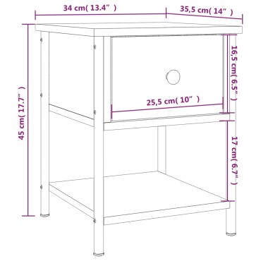 vidaXL Κομοδίνο Καφέ Δρυς 34x35,5x45cm από Επεξεργασμένο Ξύλο 1 τεμ.