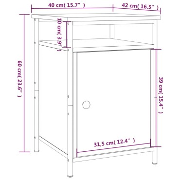 vidaXL Κομοδίνο Καφέ Δρυ 40x42x60cm από Επεξεργασμένο Ξύλο 1 τεμ.