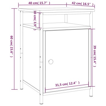 vidaXL Κομοδίνο Καπνιστή Δρυς 40x42x60cm από Επεξεργασμένο Ξύλο 1 τεμ.