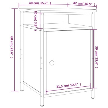 vidaXL Κομοδίνο Sonoma Δρυς 40x42x60cm από Επεξεργασμένο Ξύλο 1 τεμ.