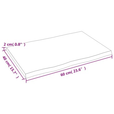 vidaXL Επιφάνεια Τραπεζιού 60x40x2cm Ακατ. Μασίφ Ξύλο Δρυός Live Edge 1 τεμ.