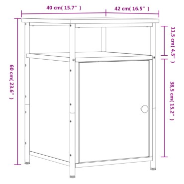 vidaXL Κομοδίνο Καπνιστή Δρυς 40x42x60cm από Επεξεργασμένο Ξύλο 1 τεμ.