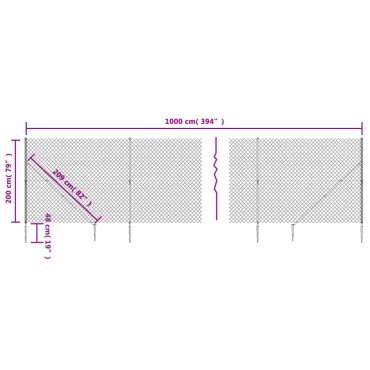 vidaXL Συρματόπλεγμα Περίφραξης Πράσινο 2 x 10 μ. με Καρφωτές Βάσεις