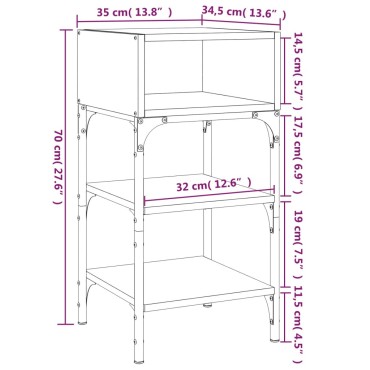 vidaXL Κομοδίνo Μαύρο 35x34,5x70cm από Επεξεργασμένο Ξύλο 1 τεμ.