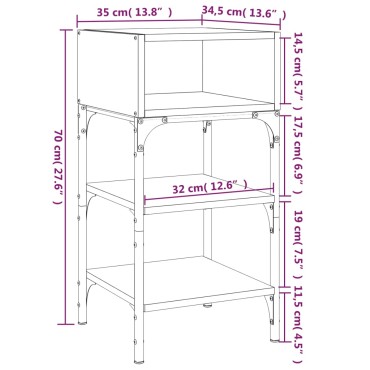 vidaXL Κομοδίνο Sonoma Δρυς 35x34,5x70cm από Επεξεργασμένο Ξύλο 1 τεμ.