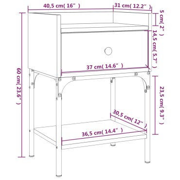 vidaXL Κομοδίνο Μαύρο 40,5x31x60cm από Επεξεργασμένο Ξύλο 1 τεμ.