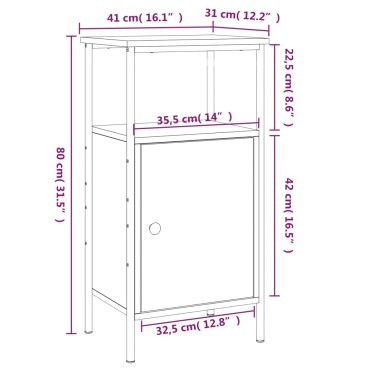 vidaXL Κομοδίνο Μαύρο 41x31x80cm από Επεξεργασμένο Ξύλο 1 τεμ.