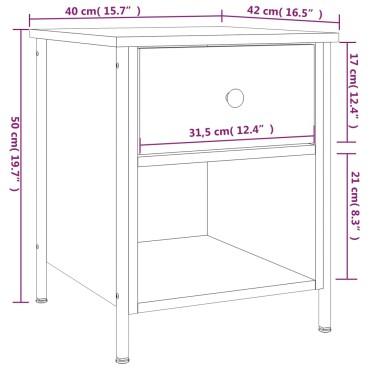 vidaXL Κομοδίνο Γκρι Sonoma 40x42x50cm από Επεξεργασμένο Ξύλο 1 τεμ.