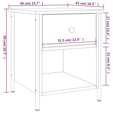 vidaXL Κομοδίνο Καφέ Δρυς 40x42x50cm από Επεξεργασμένο Ξύλο 1 τεμ.