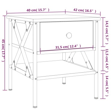 vidaXL Κομοδίνο Μαύρο 40x42x45cm από Επεξεργασμένο Ξύλο 1 τεμ.