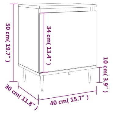 vidaXL Κομοδίνα 2 τεμ. Καφέ Δρυς 40x30x50cm από Επεξεργασμένο Ξύλο