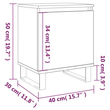 vidaXL Κομοδίνα 2 τεμ. Καφέ Δρυς 40x30x50cm από Επεξεργασμένο Ξύλο