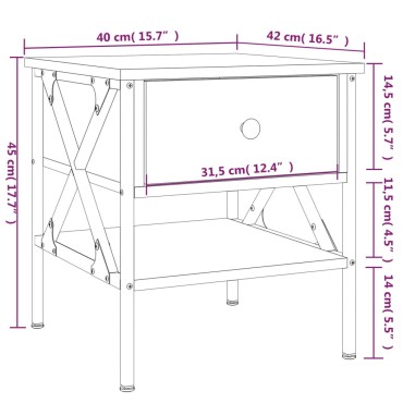 vidaXL Κομοδίνο Sonoma Δρυς 40x42x45cm από Επεξεργασμένο Ξύλο 1 τεμ.