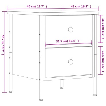 vidaXL Κομοδίνο Μαύρο 40x42x50cm από Επεξεργασμένο Ξύλο 1 τεμ.